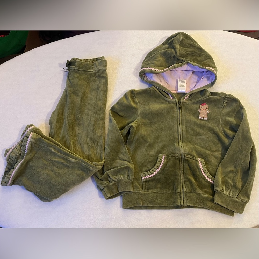 Gymboree Green and Pink Velour Tracksuit